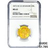 Image 1 : 1873 .2593oz. Gold HC CS Denmark 20 Kroner NGC MS6