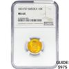 Image 1 : 1874 .1296oz. Gold ST Sweden 10 Kroner NGC MS64