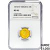 Image 1 : 1874 .1296oz. Gold ST Sweden 10 Kroner NGC MS65