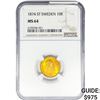 Image 1 : 1874 .1296oz. Gold ST Sweden 10 Kroner NGC MS64