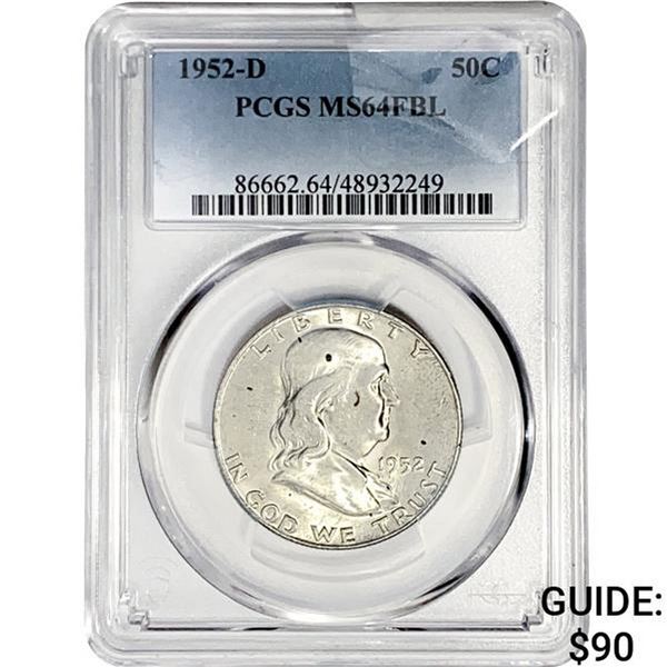 1952-D Franklin Half Dollar PCGS MS64 FBL