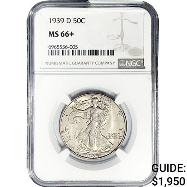 1939-D Walking Liberty Half Dollar NGC MS66+