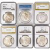 1922-1923 UNC US Silver Peace Dollars-Graded [6 Co