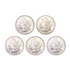 Image 1 : 1885-1921 UNC Morgan Silver Dollars [5 Coins]
