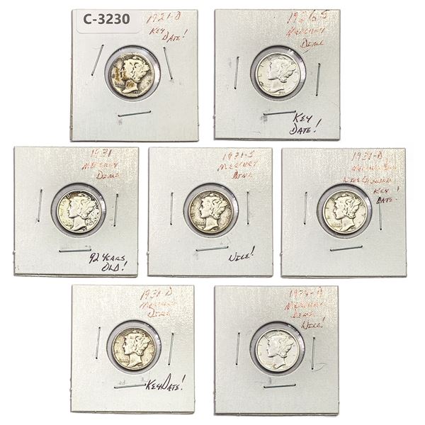 1921-1934 Better Date Mercury Dimes [7 Coins]