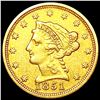 Image 1 : 1851 $2.50 Gold Quarter Eagle CLOSELY UNCIRCULATED