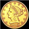 Image 1 : 1902 $2.50 Gold Quarter Eagle UNCIRCULATED