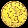 Image 1 : 1907 $2.50 Gold Quarter Eagle CLOSELY UNCIRCULATED