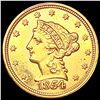 Image 1 : 1854 $2.50 Gold Quarter Eagle CLOSELY UNCIRCULATED
