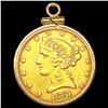 Image 1 : 1881 US Gold $5 Eagle w/ 14K Gold Bezel CLOSELY UN