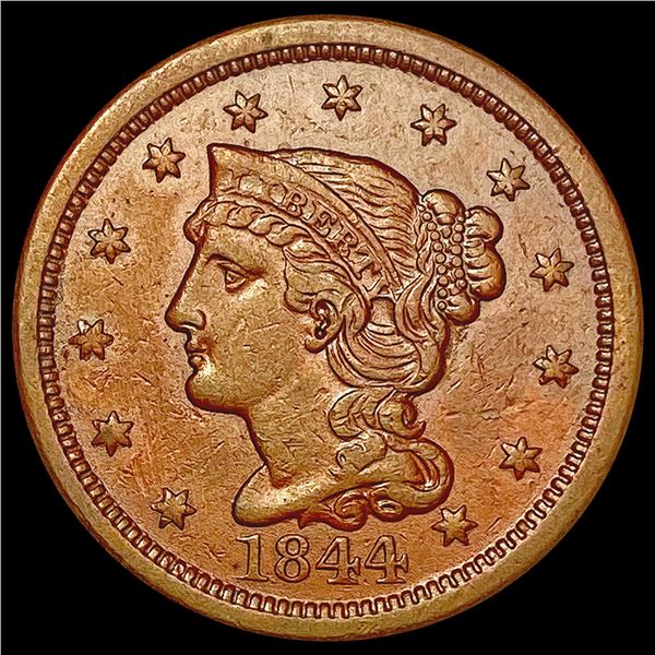 1844 Braided Hair Large Cent NEARLY UNCIRCULATED