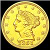 Image 1 : 1851 $2.50 Gold Quarter Eagle CLOSELY UNCIRCULATED