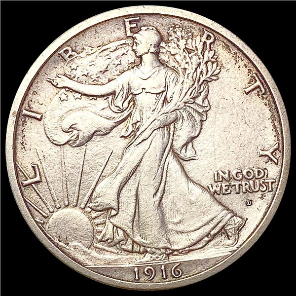 1916-D Walking Liberty Half Dollar NEARLY UNCIRCUL