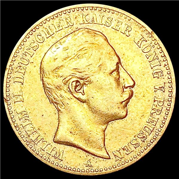 1901 German Prussia .1152oz Gold 10 Mark CLOSELY U