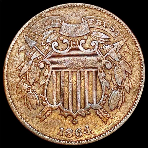 1864 Sm Motto Two Cent Piece CLOSELY UNCIRCULATED