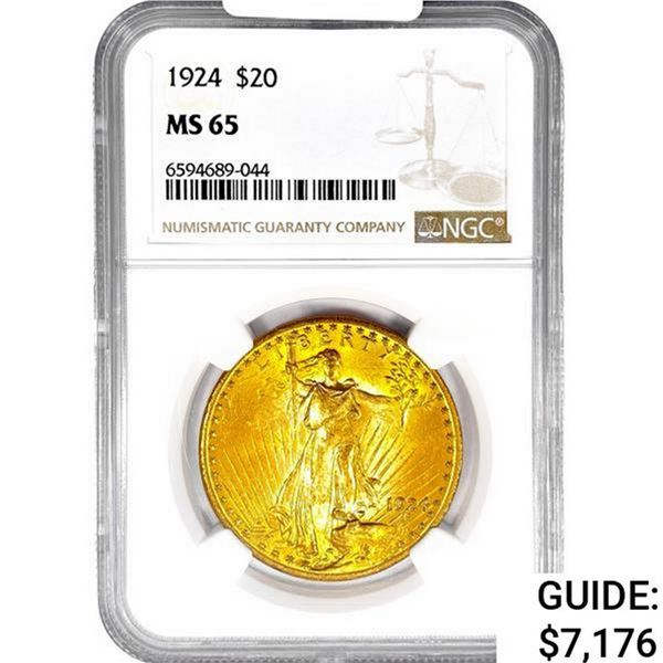 1924 $20 Gold Double Eagle NGC MS65