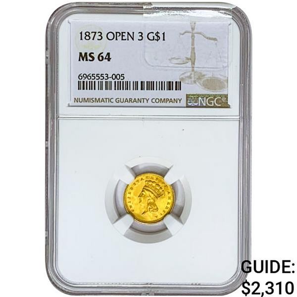 1873 Rare Gold Dollar NGC MS64 Open 3