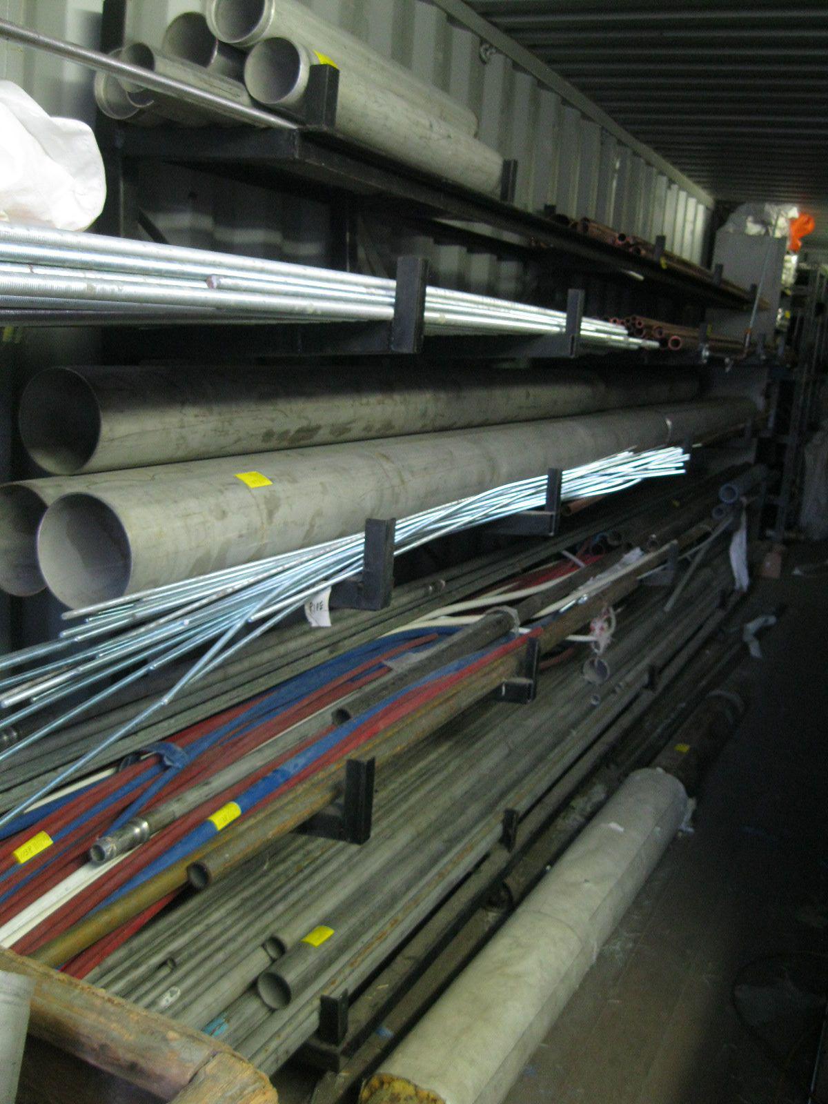 HEAVY DUTY PIPE RACK IN CONTAINER, APPROX. 16' LONG X 6' TALL (TUESDAY ...