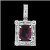 Image 3 : Vintage 18k White Gold 3.34 ctw GIA Oval Ruby Solitaire Diamond Enhancer Pendant