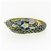 Vintage 18k Gold 0.75 ctw Diamond Green & Blue Enamel Snake Dragon Bangle Bracel