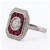 Image 2 : 1.01 ctw Diamond and 2.11 ctw Ruby Platinum Ring (1.48 ctw Diamonds)