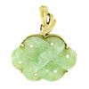 Image 1 : Hong Kong 14k Yellow Gold Carved Pierced Light Green Jade Overlap Design Pendant