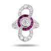 Image 1 : 0.26 ctw Diamond and 0.82 ctw Ruby Platinum Ring (1.11 ctw Diamonds)