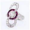 Image 2 : 0.26 ctw Diamond and 0.82 ctw Ruby Platinum Ring (1.11 ctw Diamonds)