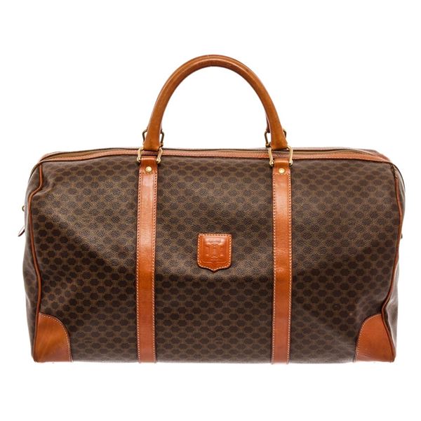 Celine Brown Leather Macadam Duffle Bag