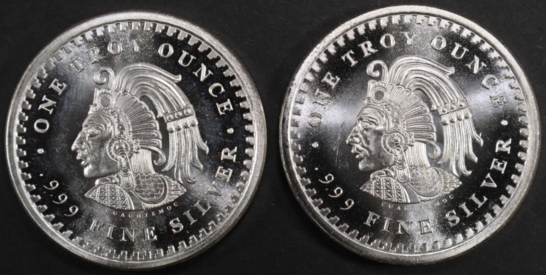 (2) 1 OZ .999 SILVER AZTEC CALENDAR ROUNDS
