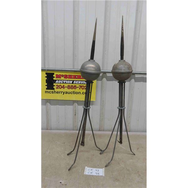 2 Lightening Rods 32" Tall 