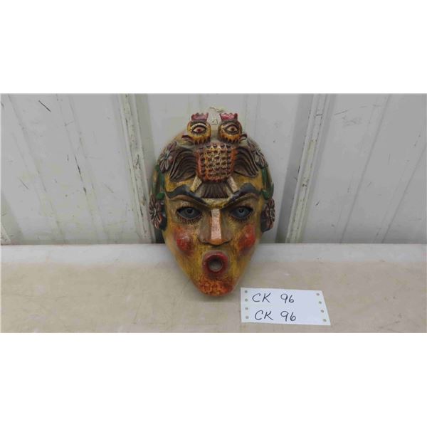 Antique Wooden Carved Mask 7" x 8.25" 