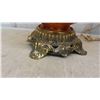 Image 5 : 3 Brass + Amber Colored Table Lamps : (2) 31", (1) 28" - NO Shades