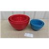 Image 1 : Fiesta Mixing Bowls - 3 Red + 2 Blue - like New 