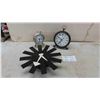 Black Modern Clock 10" Wide, 2 Desk Clocks