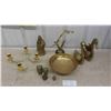 Image 1 : Brass Pieces ; Seagulls 10", Candlestick Holders, Fancy Bowl, Swans, Owls, 