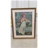 Image 2 : Needlepoint Pink Lady + Blue boy 19.25" x 24" - Professionally Framed 