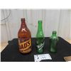 Image 1 : 3 Bottles ; Dad's Root beer Quart with Paper Label + Wilson 12 oz. + Mountain Dew