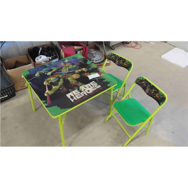 Tmnt Table Teenage Mutant Ninja Turtles Kids Fold Up Table + 2 Chairs 20