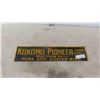 Image 1 : Kokomo Pioneer Farm Fence Sign - Metal Embossed 4.5" x 20" 