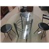 Image 2 : Table with Metal Frame + Glass Top 36" x 42" & 4 Swivel Stool Charis