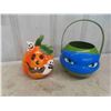 Image 2 : Ninja Turtle Halloween Candy Pail, Ceramic Jack-o-Lantern - Light up 9" , 