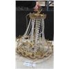 Image 1 : Vintage Chandelier Brass with Glass Beads 19" wide by 27" tall 