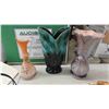 Image 2 : Blue Mountain Vase, Candle Stick Holders, Stoneware, stained Glass, plus much
