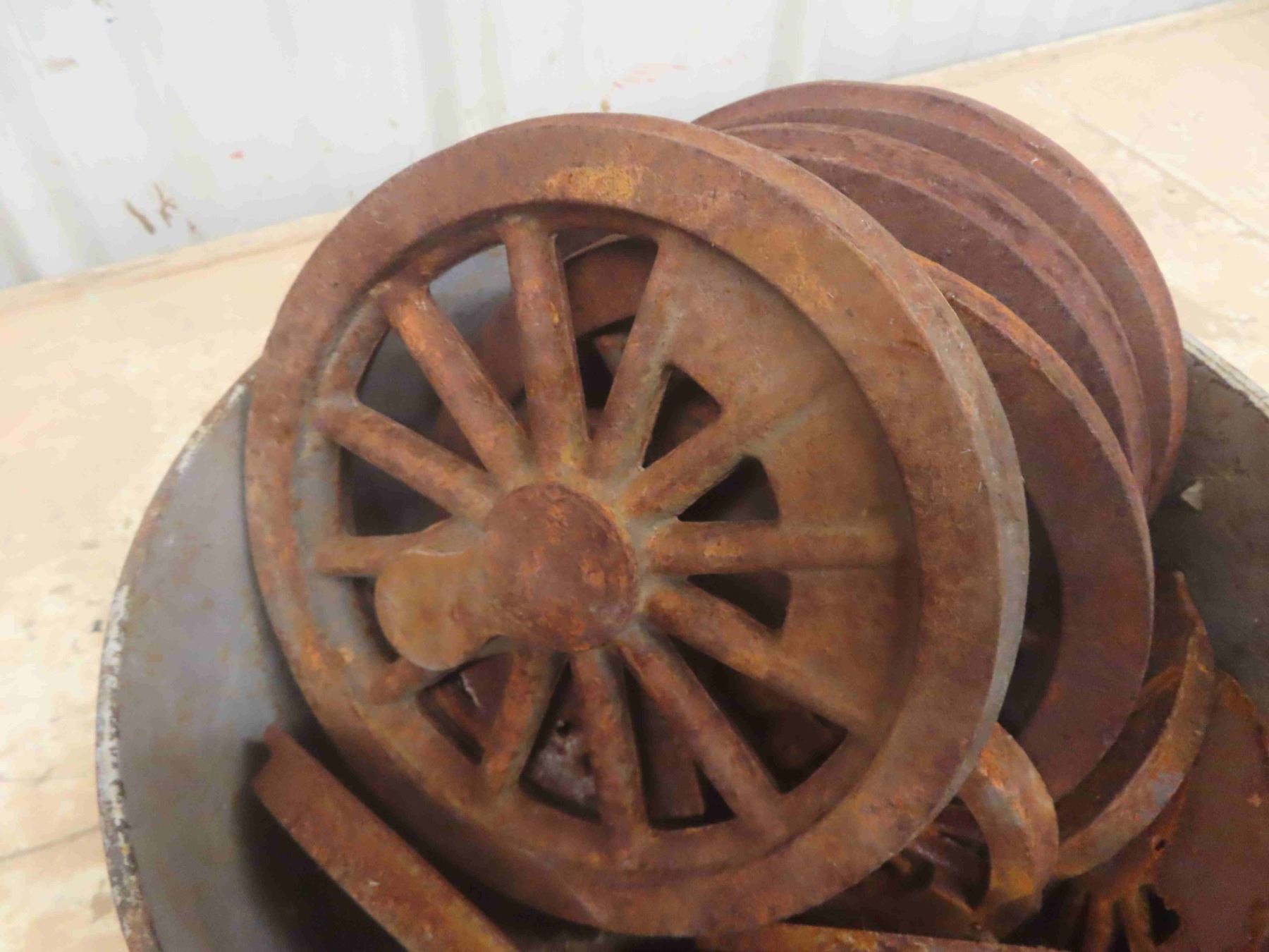 Pail Wheel Cast Iron Pail Full of Antique Steam Train Wheels Made of Steel - Heavy ...