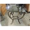Image 2 : 2 Matching Wrought Iron + Glass End Tables 25" x 28" wide