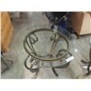 Image 3 : 2 Matching Wrought Iron + Glass End Tables 25" x 28" wide