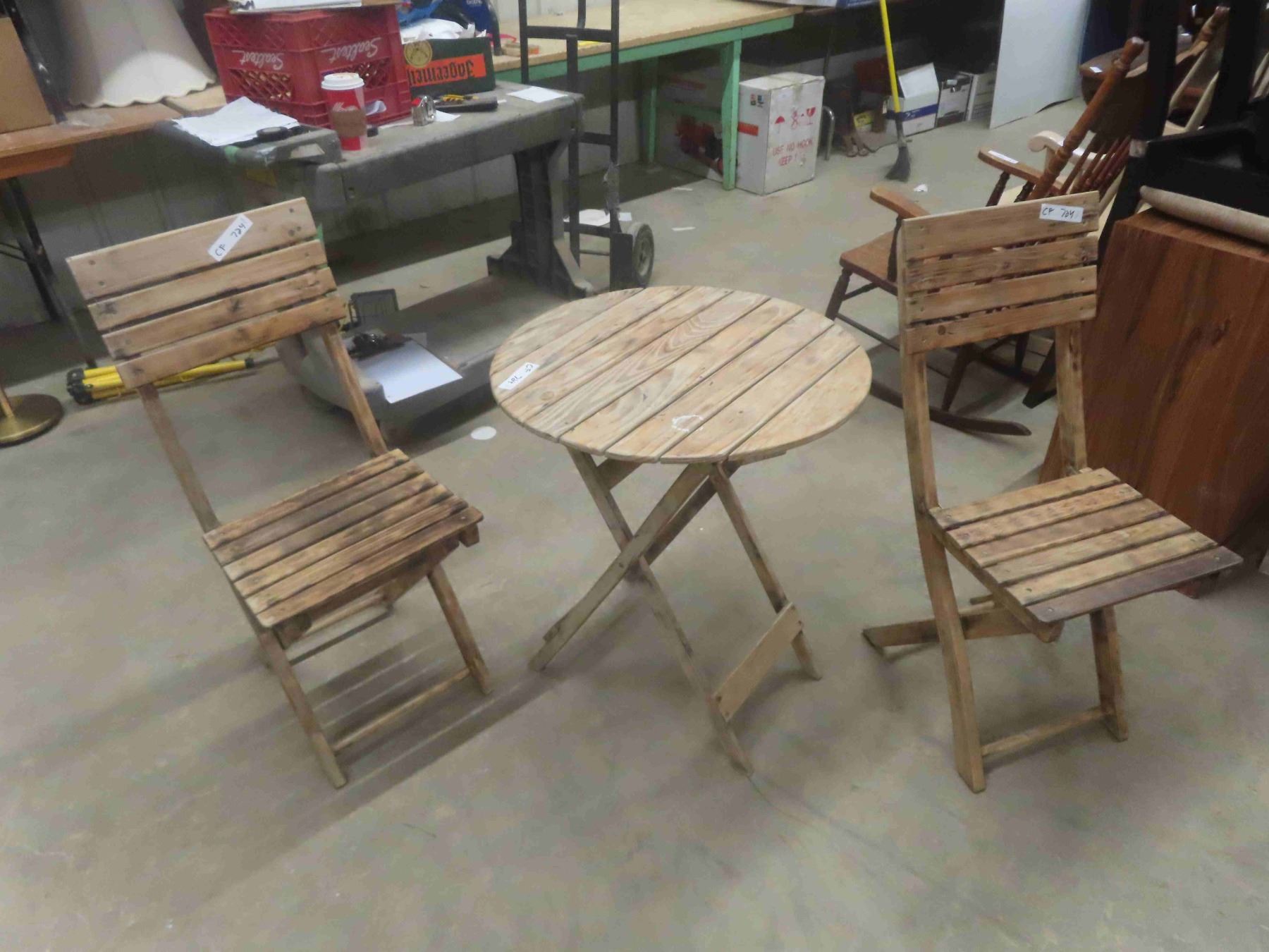 Wooden Folding Bistro Set - McSherry Auction Service Ltd.
