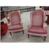 Image 1 : 2 Pink Wing Back Chairs