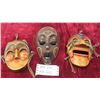 Image 1 : 3 Wooden Tribal Masks - Tallest 9.75" 